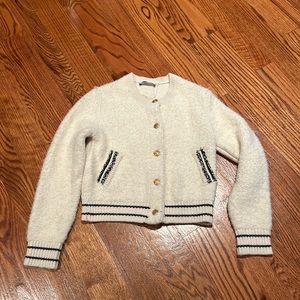 Mango cardigan sweater button up gold cream jacket small S